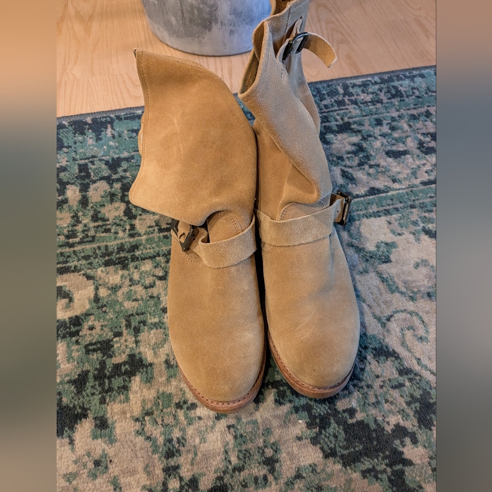 Frye Veronica Suede Moto Boots - Camel 🐪 Sz 8 - Picture 6 of 13